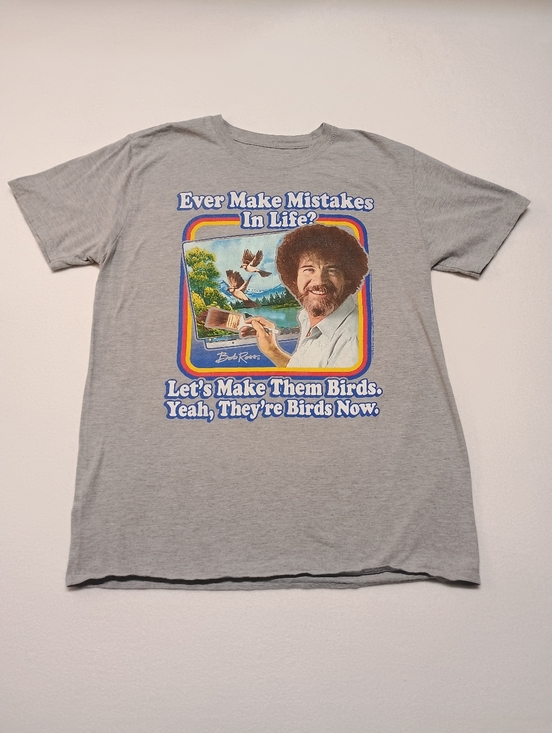 Bob Ross Other - Bob Ross Mens Size L 'Let's Make Them Birds' Graphic Tee - Gray